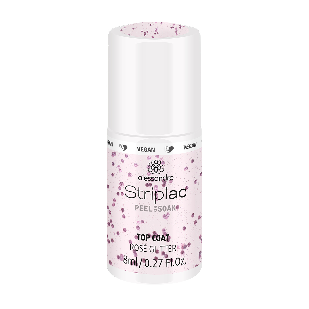 alessandro Striplac Peel or Soak Rosé Glitter Top Coat | 48-407