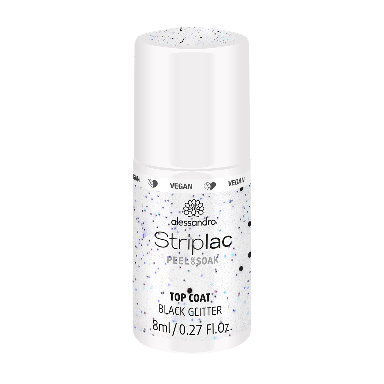 Striplac Peel or Soak TOP COAT BLACK GLITTER 